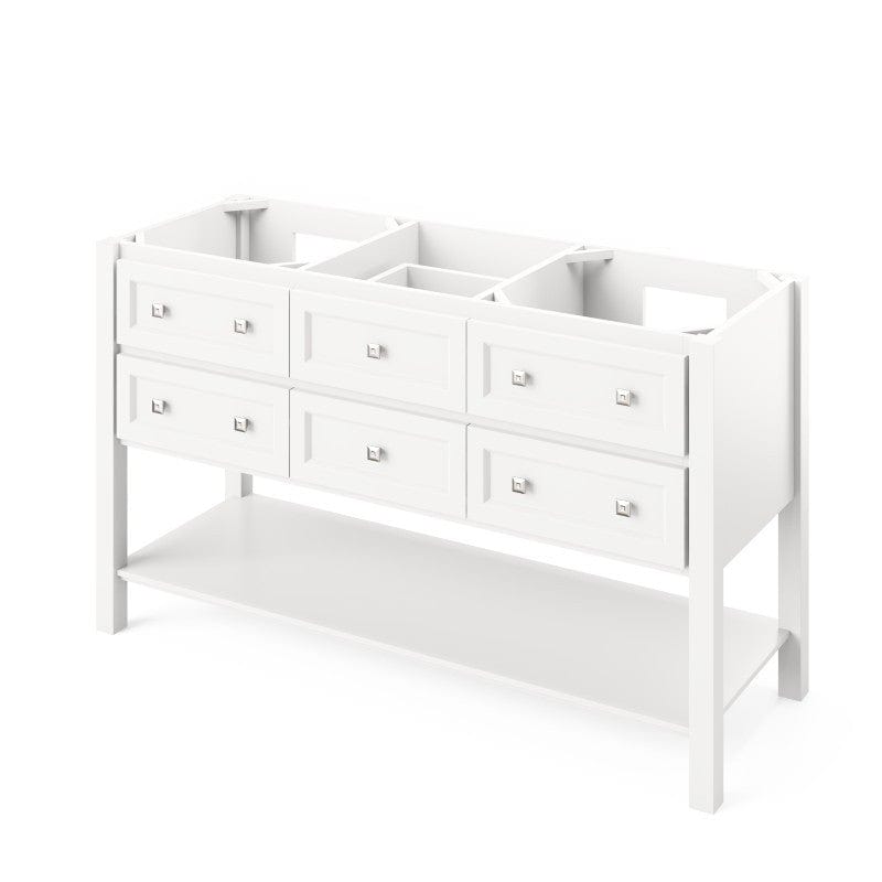 Jeffrey Alexander Adler Transitional 60" White Double Undermount Sink Vanity w/ Quartz Top