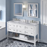 Jeffrey Alexander Adler Transitional 60" White Double Undermount Sink Vanity w/ Quartz Top