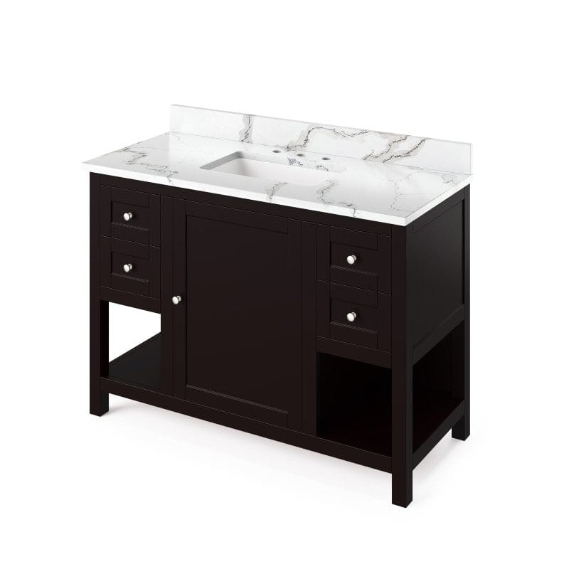 Jeffrey Alexander Astoria 48" Espresso Single Undermount Sink Vanity w/ Quartz Top