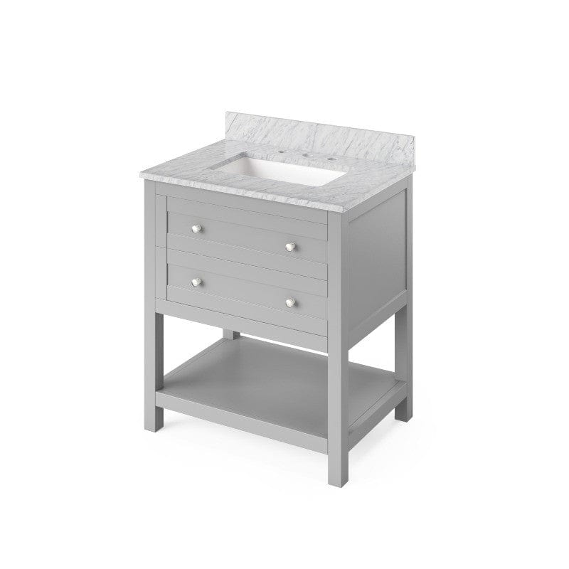 Jeffrey Alexander Astoria Transitional 30" Grey Single Undermount Sink Vanity w/ Marble Top