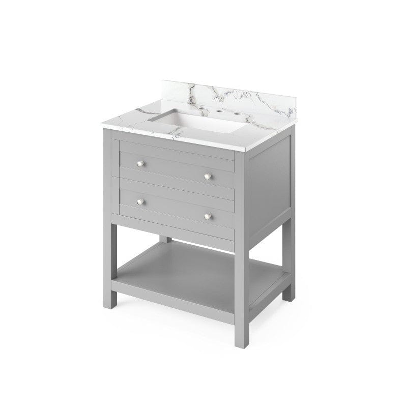 Jeffrey Alexander Astoria Transitional 30" Grey Single Undermount Sink Vanity w/ Quartz Top