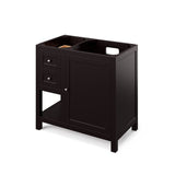 Jeffrey Alexander Astoria Transitional 36" Espresso Single Sink Vanity w/ Quartz Top, Right Offset