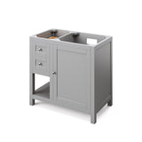 Jeffrey Alexander Astoria Transitional 36" Grey Single Sink Vanity w/ Marble Top, Right Offset