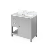 Jeffrey Alexander Astoria Transitional 36" Grey Single Sink Vanity w/ Quartz Top, Right Offset