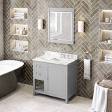 Jeffrey Alexander Astoria Transitional 36" Grey Single Sink Vanity w/ Quartz Top, Right Offset