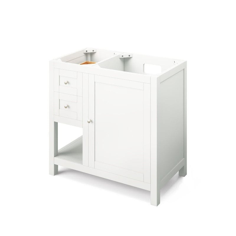 Jeffrey Alexander Astoria Transitional 36" White Single Sink Vanity w/ Quartz Top, Right Offset