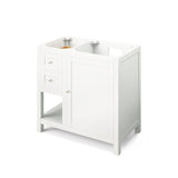 Jeffrey Alexander Astoria Transitional 36" White Single Sink Vanity w/ Quartz Top, Right Offset