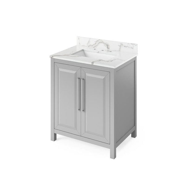 Jeffrey Alexander Cade Contemporary 30" Grey Single Undermount Sink Vanity w/ Quartz Top