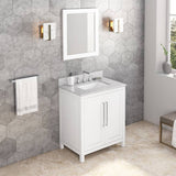 Jeffrey Alexander Cade Contemporary 30" White Single Undermount Sink Vanity w/ Marble Top