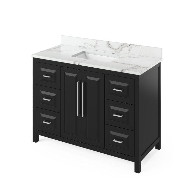 Jeffrey Alexander Cade Contemporary 48" Black Single Undermount Sink Vanity w/ Quartz Top