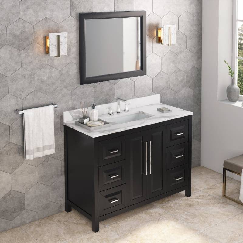 Jeffrey Alexander Cade Contemporary 48" Black Single Undermount Sink Vanity w/ Quartz Top