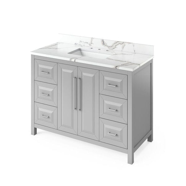 Jeffrey Alexander Cade Contemporary 48" Grey Single Undermount Sink Vanity w/ Quartz Top
