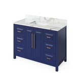 Jeffrey Alexander Cade Contemporary 48" Hale Blue Single Undermount Sink Vanity w/ Quartz Top