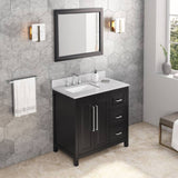 Jeffrey Alexander Cade Modern 36" Black Single Sink Vanity w/ Carrara Marble Top, Left Offset