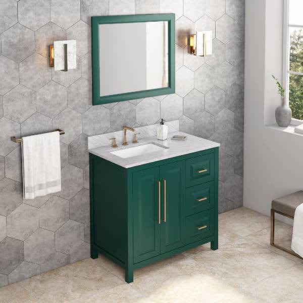 Jeffrey Alexander Cade Modern 36" Forest Green Single Sink Vanity