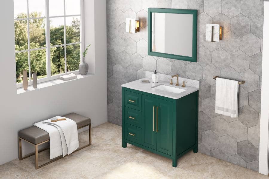 Jeffrey Alexander Cade Modern 36" Forest Green Single Sink Vanity