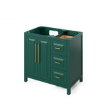 Jeffrey Alexander Cade Modern 36" Forest Green Single Sink Vanity With Quartz Top, Left Offset