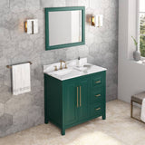 Jeffrey Alexander Cade Modern 36" Forest Green Single Sink Vanity With Quartz Top, Left Offset