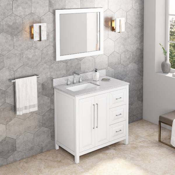 Jeffrey Alexander Cade Modern 36" White Single Sink Vanity