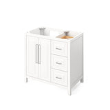 Jeffrey Alexander Cade Modern 36" White Single Sink Vanity With Quartz Top, Left Offset