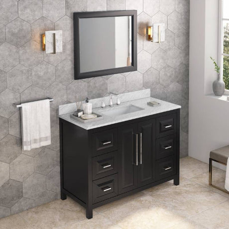 Jeffrey Alexander Cade Modern 48" Black Single Undermount Sink Vanity w/ Marble Top