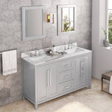 Jeffrey Alexander Cade Modern 60" Grey Double Undermount Sink Vanity w/ Quartz Top