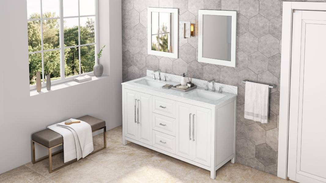 Jeffrey Alexander Cade Modern 60" White Double Sink Vanity