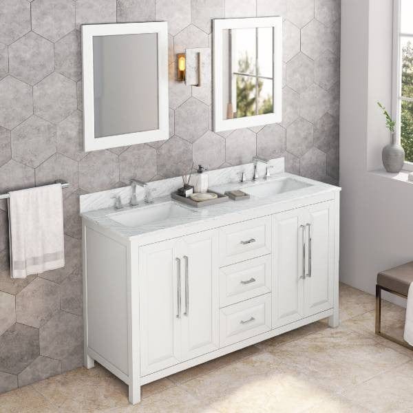 Jeffrey Alexander Cade Modern 60" White Double Sink Vanity