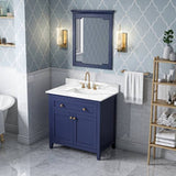 Jeffrey Alexander Chatham Contemporary 36" Hale Blue Single Undermount Sink Vanity w/ Quartz Top