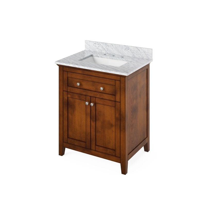 Jeffrey Alexander Chatham Traditional 30" Chocolate Single Undermount Sink Vanity w/ Marble Top