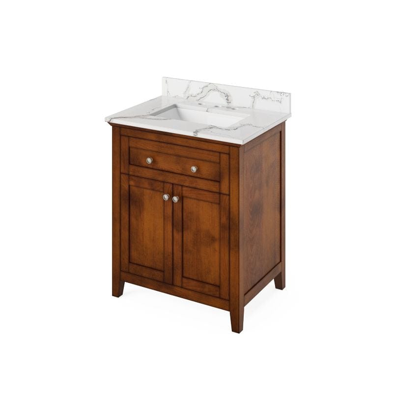 Jeffrey Alexander Chatham Traditional 30" Chocolate Single Undermount Sink Vanity w/ Quartz Top