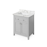 Jeffrey Alexander Chatham Traditional 30" Grey Single Undermount Sink Vanity w/ Quartz Top