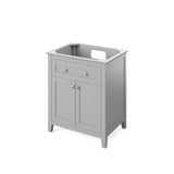 Jeffrey Alexander Chatham Traditional 30" Grey Single Undermount Sink Vanity w/ Quartz Top