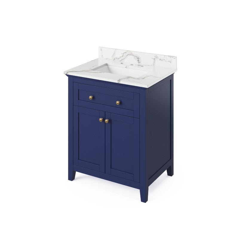 Jeffrey Alexander Chatham Traditional 30" Hale Blue Single Undermount Sink Vanity w/ Quartz top