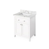 Jeffrey Alexander Chatham Traditional 30" White Single Undermount Sink Vanity w/ Quartz Top