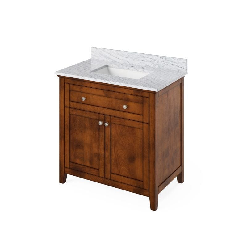 Jeffrey Alexander Chatham Traditional 36" Chocolate Single Undermount Sink Vanity w/ Marble Top