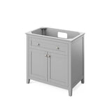 Jeffrey Alexander Chatham Traditional 36" Grey Single Undermount Sink Vanity w/ Quartz Top