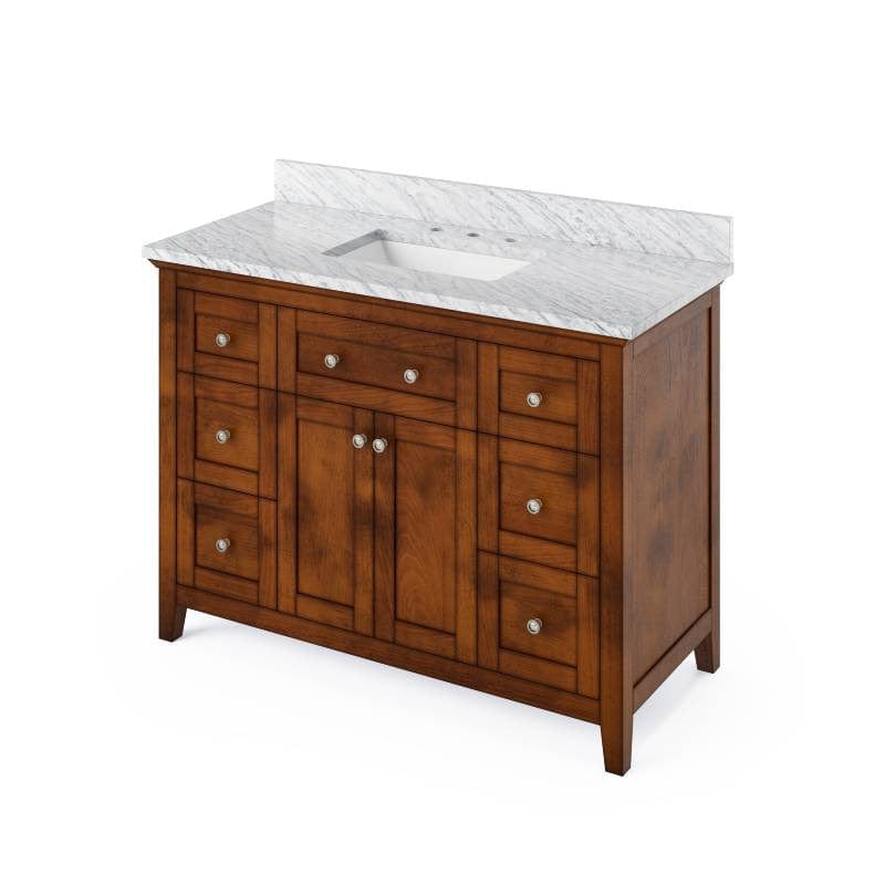 Jeffrey Alexander Chatham Traditional 48" Chocolate Single Undermount Sink Vanity w/ Marble Top