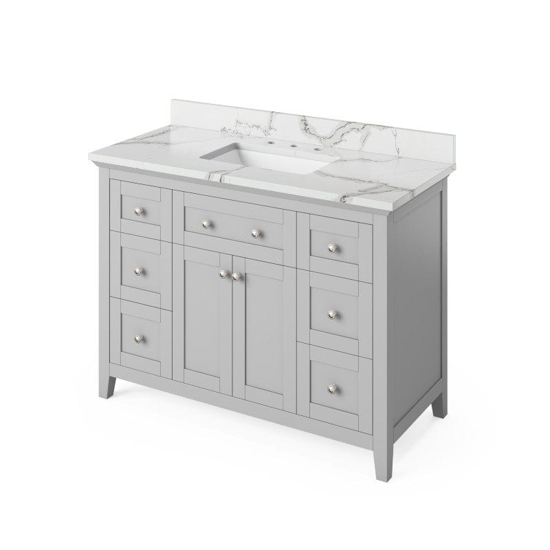 Jeffrey Alexander Chatham Traditional 48" Gray Single Undermount Sink Vanity w/ Quartz Top