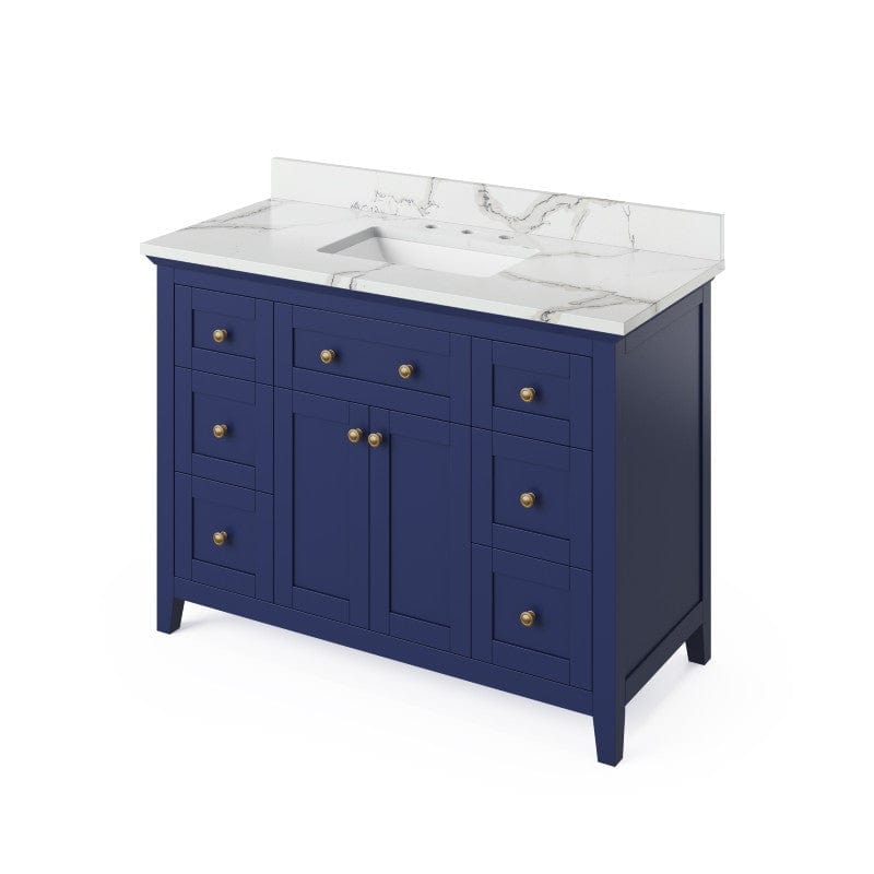 Jeffrey Alexander Chatham Traditional 48" Hale Blue Single Undermount Sink Vanity w/ Quartz Top