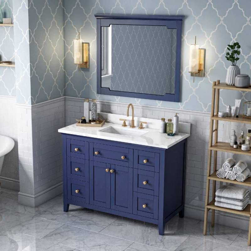 Jeffrey Alexander Chatham Traditional 48" Hale Blue Single Undermount Sink Vanity w/ Quartz Top