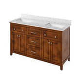 Jeffrey Alexander Chatham Traditional 60" Chocolate Double Undermount Sink Vanity w/ Marble Top