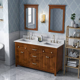 Jeffrey Alexander Chatham Traditional 60" Chocolate Double Undermount Sink Vanity w/ Marble Top