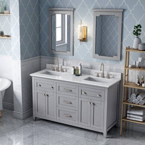 Jeffrey Alexander Chatham Traditional 60" Grey Double Sink Vanity