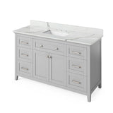 Jeffrey Alexander Chatham Traditional 60" Grey Single Undermount Sink Vanity w/ Quartz Top