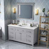 Jeffrey Alexander Chatham Traditional 60" Grey Single Undermount Sink Vanity w/ Quartz Top