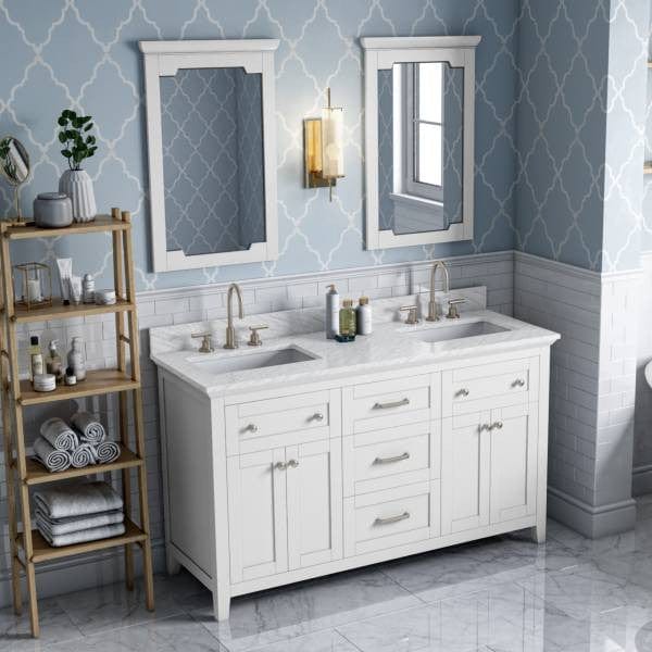 Jeffrey Alexander Chatham Traditional 60" White Double Sink Vanity