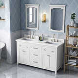 Jeffrey Alexander Chatham Traditional 60" White Double Undermount Sink Vanity w/ Quartz Top