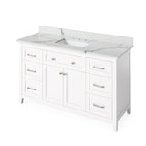 Jeffrey Alexander Chatham Traditional 60" White Single Undermount Sink Vanity w/ Quartz Top