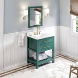 Jeffrey Alexander Wavecrest Contemporary 30" Forest Green Single Sink Vanity w/ Quartz Top